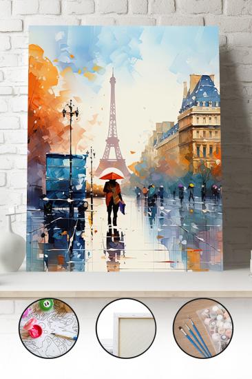Sayılarla Boyama Seti 40x50 - 50x65 cm Tuval Hobi Boyama Tablosu - Paris Sokakları