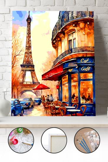 Sayılarla Boyama Seti 40x50 - 50x65 cm Tuval Hobi Boyama Tablosu - Paris Sokakları 02