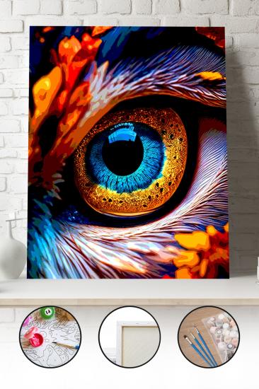 Sayılarla Boyama Seti 40x50 - 50x65 cm Tuval Hobi Boyama Tablosu - Renkli Baykuş