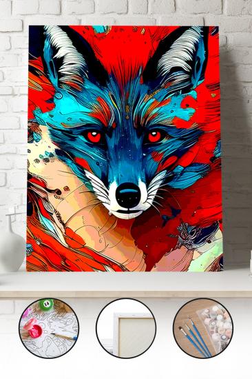 Sayılarla Boyama Seti 40x50 - 50x65 cm Tuval Hobi Boyama Tablosu - Renkli Tilki