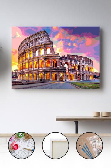 Sayılarla Boyama Seti 40x50 - 50x65 cm Tuval Hobi Boyama Tablosu - Roma