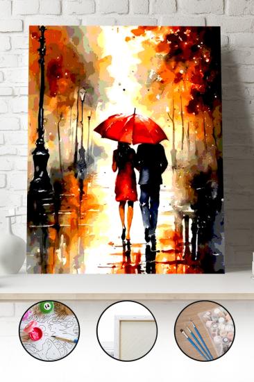 Sayılarla Boyama Seti 40x50 - 50x65 cm Tuval Hobi Boyama Tablosu - Sokak Manzarası 03