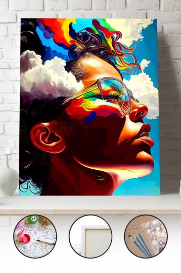 Sayılarla Boyama Seti 40x50 - 50x65 cm Tuval Hobi Boyama Tablosu - Sokak Sanatı Kadın