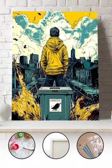 Sayılarla Boyama Seti 40x50 - 50x65 cm Tuval Hobi Boyama Tablosu - Sokak Sanatı Montlu Çocuk