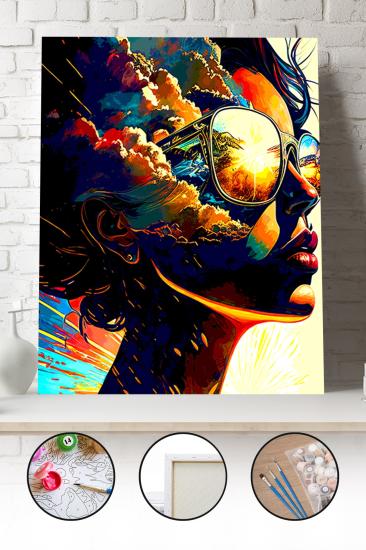 Sayılarla Boyama Seti 40x50 - 50x65 cm Tuval Hobi Boyama Tablosu - Soyut Kadın Silüeti