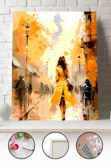 Sayılarla Boyama Seti 40x50 - 50x65 cm Tuval Hobi Boyama Tablosu - Soyut Şehir Manzarası 02