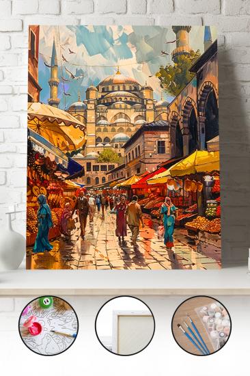 Sayılarla Boyama Seti 40x50 - 50x65 cm Tuval Hobi Boyama Tablosu - Şemsiyeli Aşıklar