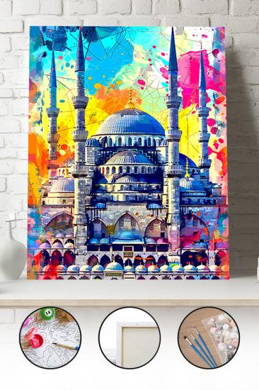 Sayılarla Boyama Seti 40x50 - 50x65 cm Tuval Hobi Boyama Tablosu - Sultan Ahmet Camii