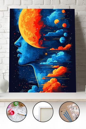 Sayılarla Boyama Seti 40x50 - 50x65 cm Tuval Hobi Boyama Tablosu - Uzay Sanatı