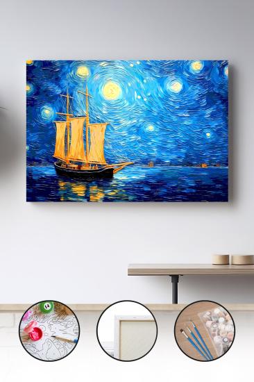 Sayılarla Boyama Seti 40x50 - 50x65 cm Tuval Hobi Boyama Tablosu -Tarlada Çalışan Aile