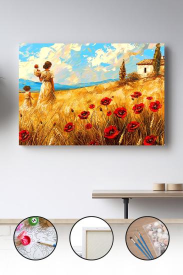 Sayılarla Boyama Seti 40x50 - 50x65 cm Tuval Hobi Boyama Tablosu - Yayla Manzarası