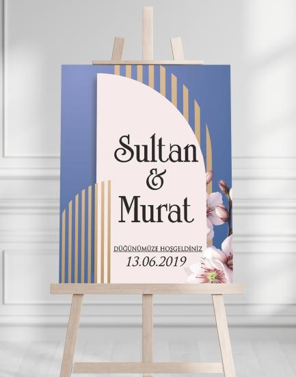 Söz Nişan Düğün İçin 50x70 Karşılama Panosu - Beyaz Gün Tasarımlı