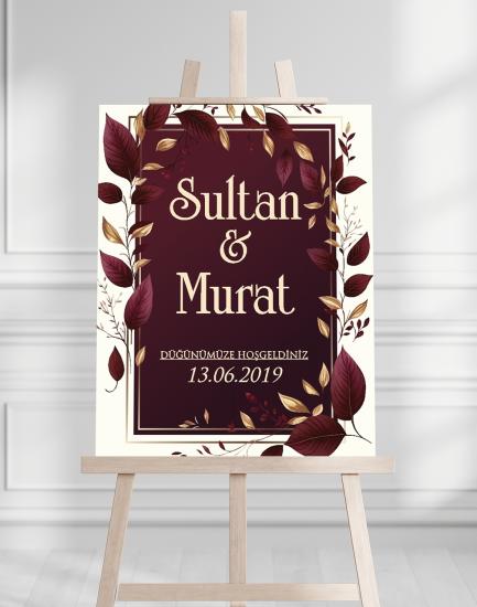 Söz Nişan Düğün İçin 50x70 Karşılama Panosu - Kırmızı Tasarımlı
