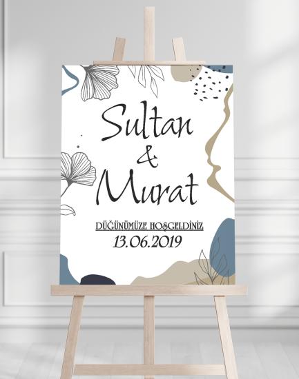 Söz Nişan Düğün İçin 50x70 Karşılama Panosu - Pastel Tasarımlı 001