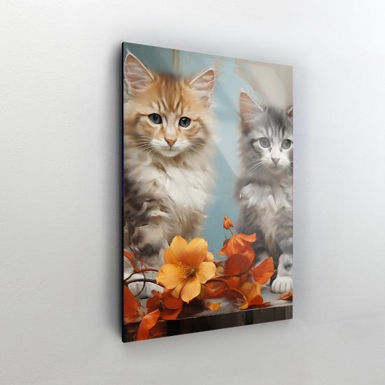 Yavru Kediler Tasarımlı Dekor Cam Tablo