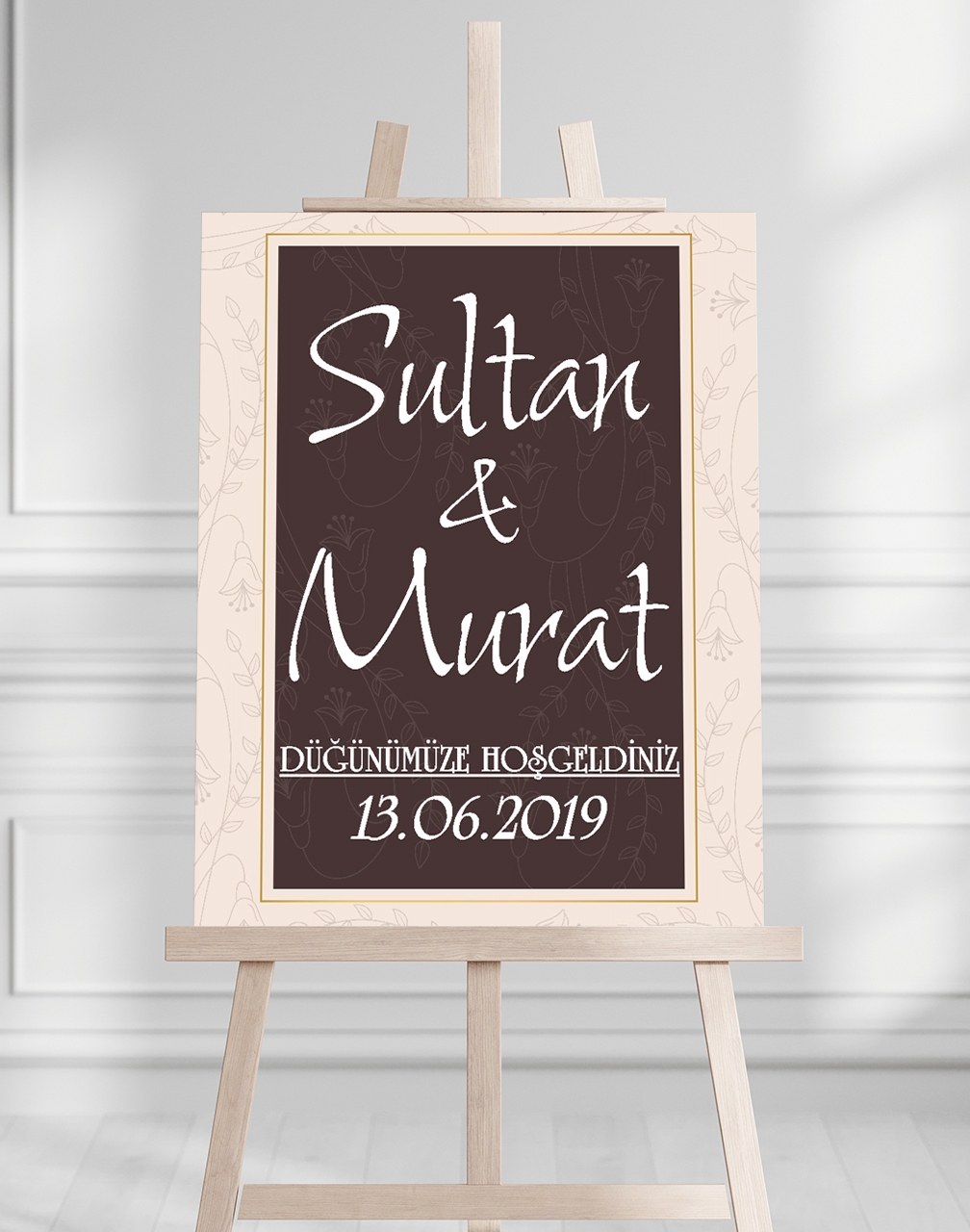 Söz Nişan Düğün İçin 50x70 Karşılama Panosu - Çiçek Tasarımlı 002