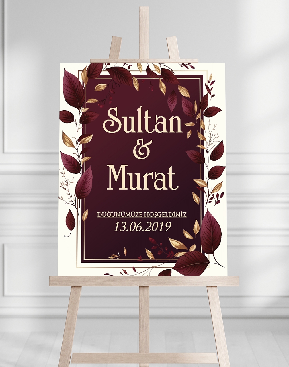 Söz Nişan Düğün İçin 50x70 Karşılama Panosu - Kırmızı Tasarımlı