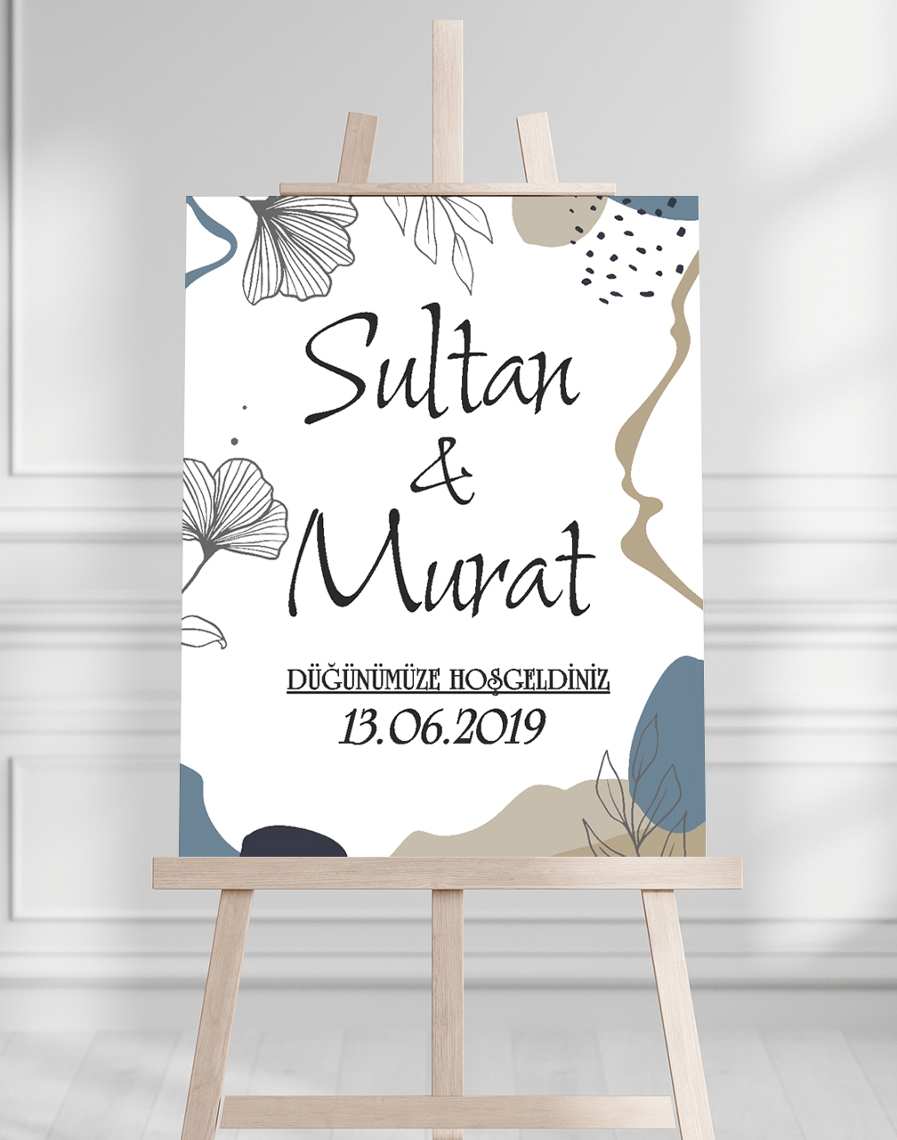 Söz Nişan Düğün İçin 50x70 Karşılama Panosu - Pastel Tasarımlı 001