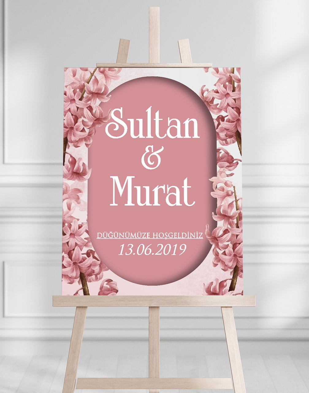 Söz Nişan Düğün İçin 50x70 Karşılama Panosu - Renkli Çiçek Tasarımlı 012