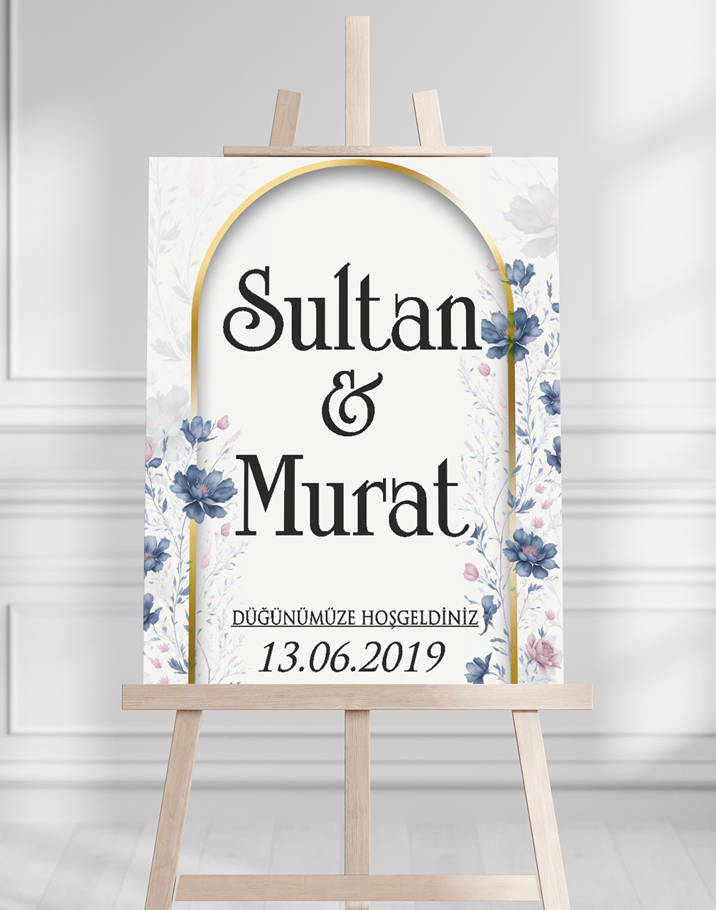 Söz Nişan Düğün İçin 50x70 Karşılama Panosu - Renkli Çiçek Tasarımlı 2